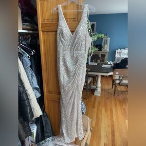 Elegant Silver Sequin Gown